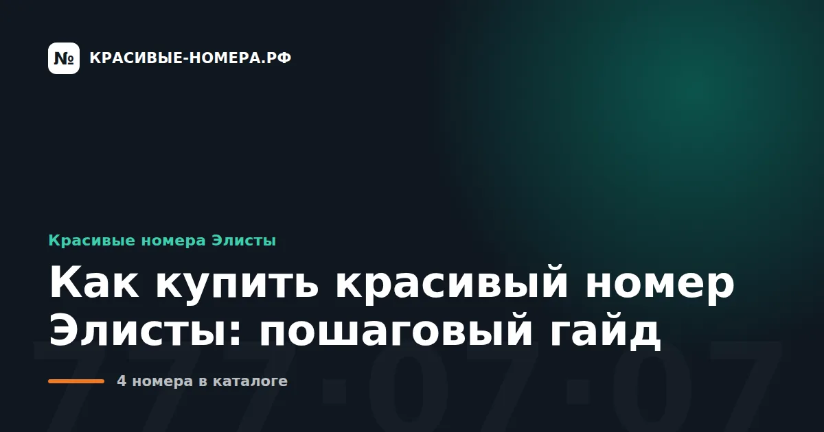 Как купить красивый номер Элисты: пошаговый гайд