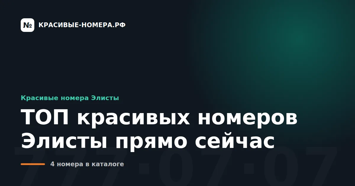 ТОП красивых номеров Элисты прямо сейчас